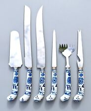 VTG Prill Sheffield Knives Fork Opener Blue Onion Danube Stainless Porcelain picture