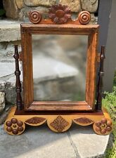 Antique Wood Carved Flower Swing Tilt Vintage Picture Frame Stand Folk Tramp Art picture