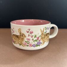 potpourri press mug Spring Florals With Rabbits Short Wide Mug Petunias Garden picture
