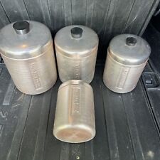 Vintage Set Of 4 Canister Set Aluminum Copper With Lids picture
