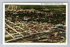 Cheyenne WY-Wyoming, Aerial Of Town Area, Antique, Vintage Souvenir Postcard picture