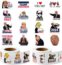 1000pcs Donald Trump Sticker Rolls, 16 Designs Funny Support Trump 2024 American picture