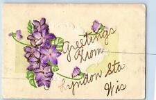c1950's Greetings From Lyndon Station Flowers Wisconsin Correspondence Postcard picture