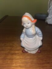 Dutch Girl Figurine Ceramic Hand Painted Japan Bisque Porcelain. Small . 2.75” picture