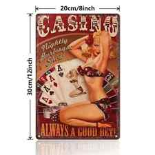 Casino Poker Girl Vintage Poster Wall Art Iron Painting, Vintage Bar picture