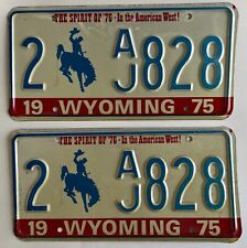 1975 Wyoming License Plate PAIR Plates MINT/New Old Stock picture