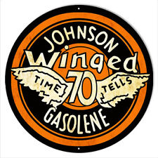 Johnson Winged 70 Gasolene Vintage Metal Sign picture