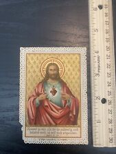 Antique Catholic Prayer Card Religious Collectible 1890's Holy Heart Jesus Lace picture