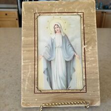 Antique Framed Mary Mother Of Jesus Picture 1800's Keepsake Pressed Paper Glass picture