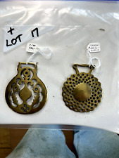 Antique Brass Horse Medallion Vintage Lot of 2 Shield Horseshoe AAHB My Lot #17 picture