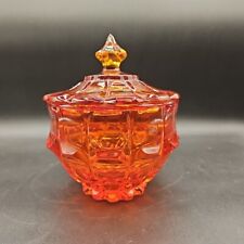 Fenton Valencia Colonial Glass Covered Candy Dish And Lid Persimmon Orange  picture