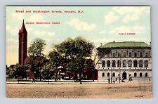 Newark NJ-New Jersey, Public Library Second Presbyterian Church Vintage Postcard picture
