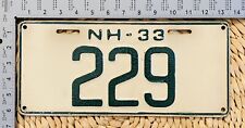 1933 New Hampshire License Plate 229 Garage Decor Low Number Green White ALPCA picture