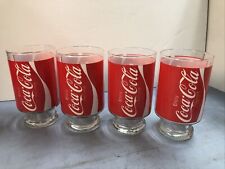 4 Coka-Cola /Coke 32 Oz Large Tumbler Pedestal Glasses Vintage, Never Used? picture