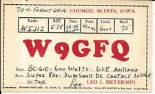 QSL  1946 Council Bluffs Iowa Leo Meyerson WRL    radio card picture
