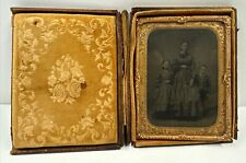 Antique 19th Cent. Daguerreotype or Tintype Photo of A Woman & A Boy & Girl picture
