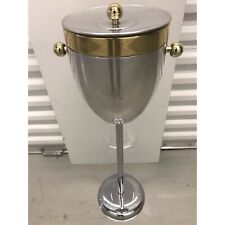 Vintage Art Deco Standing Champagne Wine Ice Cooler Brass & Aluminum 30