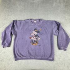 Vintage Disneyland Crewneck Sweatshirt Purple Minnie Distressed 90s Made Russia picture