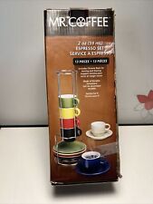 Mr. Coffee 2 oz. Espresso Coffee Set 6 Cups & 6 Saucers & Rack Multi Color Cups picture