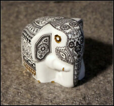 Noritake Late MCM White Black Elephant Figurine Tea Caddie Gold Accents #N729 picture