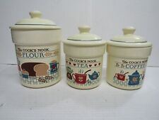 Vtg Treasure Craft USA The Cook's Nook ceramic Flour Tea Coffee Canisters Jars picture