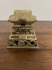 Vintage Japanese Golden Metal Pagoda Incense Burner picture