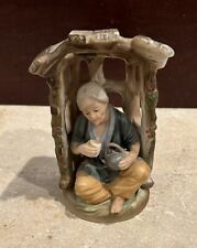 Vintage Napcoware Porcelain Figurine Man Seated In Shed Painting picture