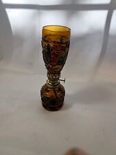 VTG Sail Boat Brand  1960's Stained Glassware Oil Lamp Burner Hong Kong H15 picture