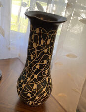 Chinese Brown Glaze Etched Jingdezhen Ceramic Pottery Vase 14” Heavy picture