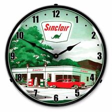 NEW L.E.D. SINCLAIR GAS STATION 2 -  LED LIGHTED RETRO CLOCK - *  picture