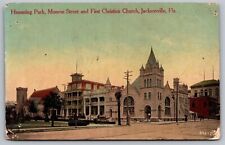 Hemming Park Munroe Street First Christian Church Jacksonville Florida Postcard picture