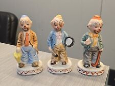 Lot of 3 Vintage Porcelain Hobo Clown Figurines ~ 5 Inches Tall picture