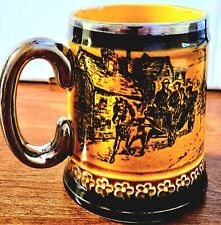 VIntage Silver Handled Mug with Single Horse Carriage Scene Japan Post War. picture