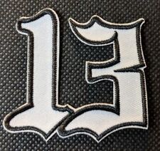 Number 13 Black On White # 13 Patch Motorcycle Patch Biker Patch Veteran Patch picture