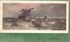 Vintage Postcard 1910's Big Waves Ocean Boats Sailboats Steamship picture