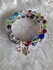 Rosary bracelet Multi Color Czech glass beads on memory wire Handmade Miraculous picture