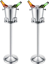 2 Pieces Ice Bucket with Stand Stainless Steel Standing Champagne Ice Bucket Ice picture