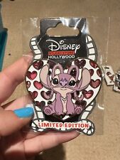 Disney DSF DSSH Valentines Day Hearts Stained Glass Angel Lilo Stitch LE 400 Pin picture