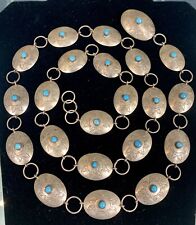 Vintage Nel J 1940’s Native American Sterling And Turquoise Concho Belt picture