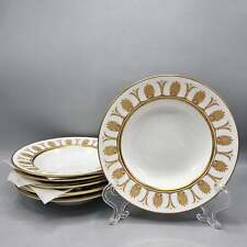 Set of 6 Vintage Richard Ginori Italian Porcelain Pompei Gold Soup Bowls picture