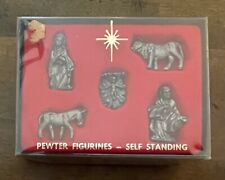 Vintage Miniature Mini Self Standing Pewter Figurines Nativity Set 5 Pieces Mary picture
