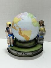 Vintage F.S.P. Inc. Ceramic Music Box World Globe It’s A SMALL WORLD Telephone picture