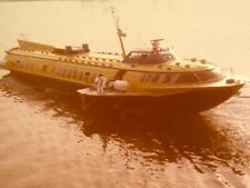 AwA) Found Photo Photograph Weird Long Thin Yellow Boat Ship Odd Shaped picture