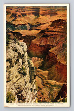 Fred Harvey Phostint Postcard Grand Canyon Bright Angel Trail Near El Tovar picture