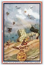 Herbert Bryant Signed Postcard Whippet Tanks Aeroplanes Bombing Enemy Oilette picture