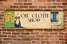 Vintage Columbus Oil Cloth Company Shop Sign Antique Window Curtains Clothing picture
