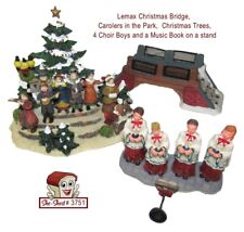 Lemax Christmas in the Park Christmas Bridge, Carolers, Trees, Choir Boy Figures picture