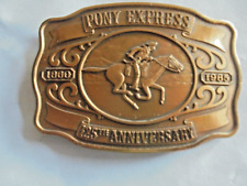 Vintage Pony Express 125th Anniversary 1860-1985 Solid Bronze Belt Buckle picture