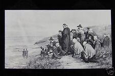 Glass Magic Lantern Slide DEPARTURE OF THE MAYFLOWER C1910 AMERICAN HISTORY USA picture