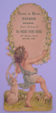 1800s Woods Piano House Stultz & Bauer Hartford Die Cut Easter Rabbit Trade Card picture